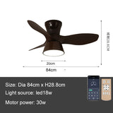 32 Inch Surface Mounted Mini Ceilings Fan with LED Lights and Remote Soft Wind for Children Room Powerful DC Motor AC 100-240V