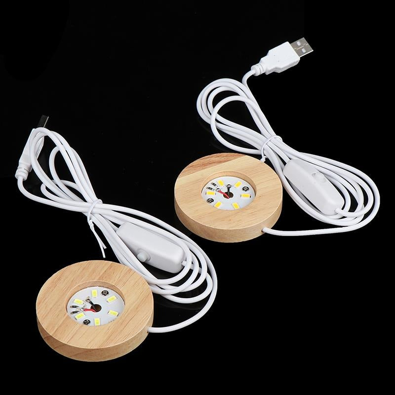 Rechargeable Remote Control Wooden LED Light Rotating Display Stand Lamp Holder Lamp Base Art Ornament New