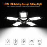 E27/E26 150W LED Garage Light 8000LM Adjustable Deformable Fan Garage Lamp Ceiling Industrial Work Light for Storage Warehouse