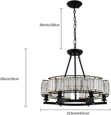 Black Frame Luxury Crystal Chandelier Pendant Light for Dining Room, Bedroom