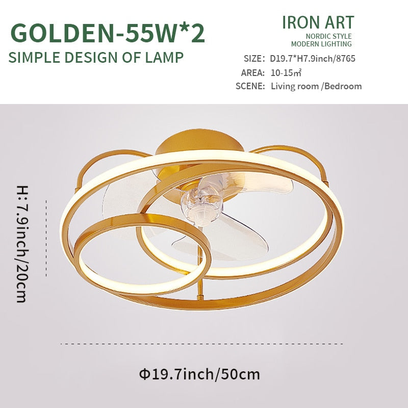 Modern simple LED Ceiling Fan Lamp with remote control Dining Room Bedroom Lamp Silent ceiling Fan light fixture Indoor lighting