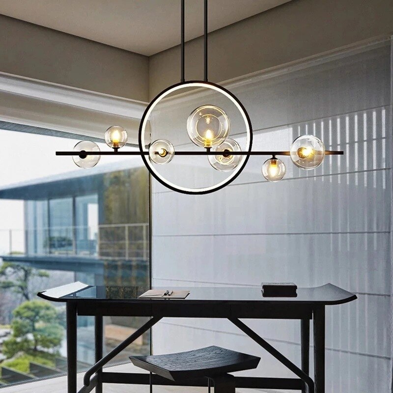 Modern minimalist LED chandelier Nordic ceiling novelty glass bubble Nordic dining table lighting kitchen home decoration lamps