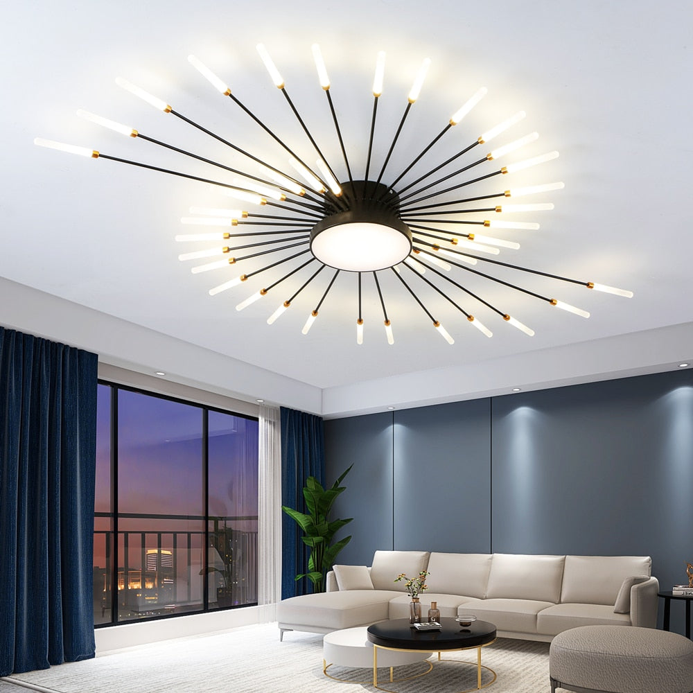 Led Firework Chandelier Dimmable For Living Room Bedroom Modern Ceiling Chandelier Dining Room Ceiling Lamp With Remote Control