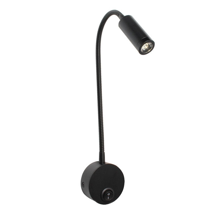 Bronze 3W LED Reading Light Black White Silver Gooseneck Wall Lamp for Bed Headboard Desk 4000K Bedside Switch LED Night Lamp