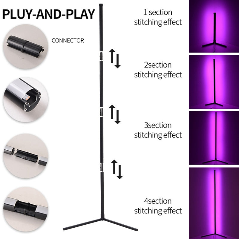 WIFI Tuya Corner Standing Floor Lamp Smart Alexa Lamp RGB Mood lighting 59" Dimmable Led Light for living room Nordic Home Decor