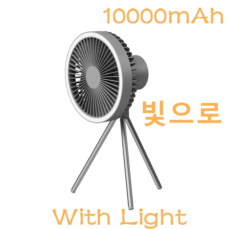 Multifunction Home Appliances USB Chargeable Desk Tripod Stand Air Cooling Fan with Night Light Outdoor Camping Ceiling Fan