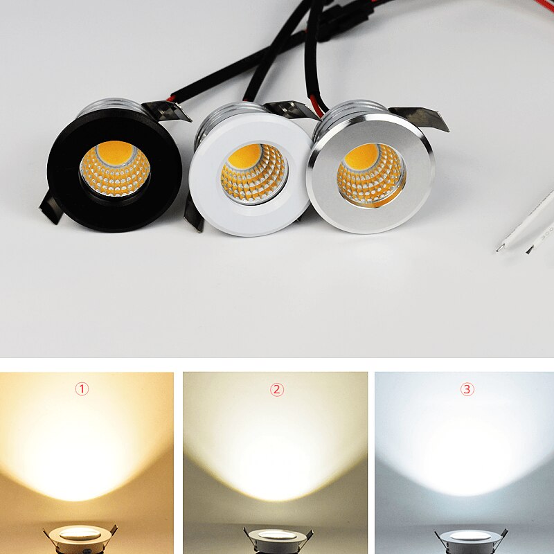 LED Mini Downlight Dimmable Recessed 3W COB Ceiling Light AC85-265V For Ceiling Cabinet Display Loft Decoration