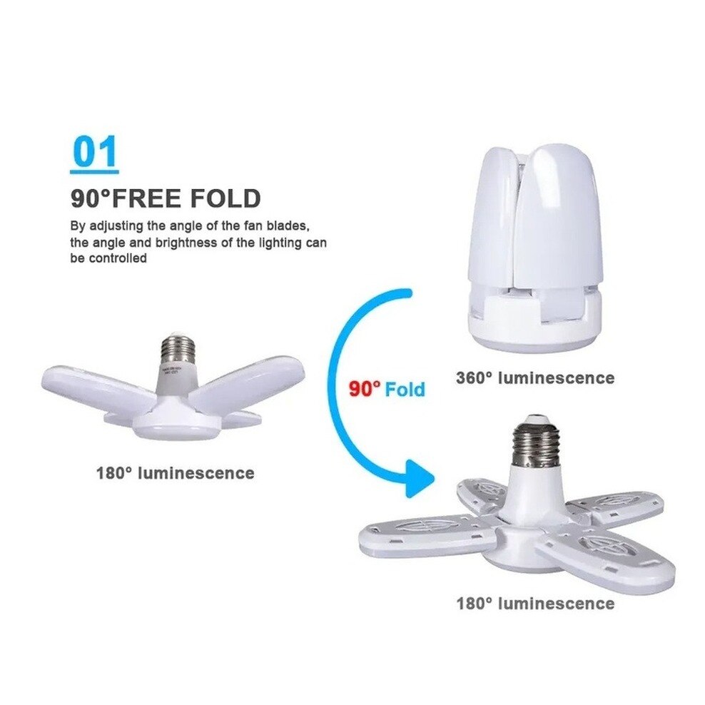 E27 LED Bulb Fan Blade Timing Lamp AC220V 28W Foldable Led Light Bulb Lampada Night Lights For Home Ceiling Light Lighting