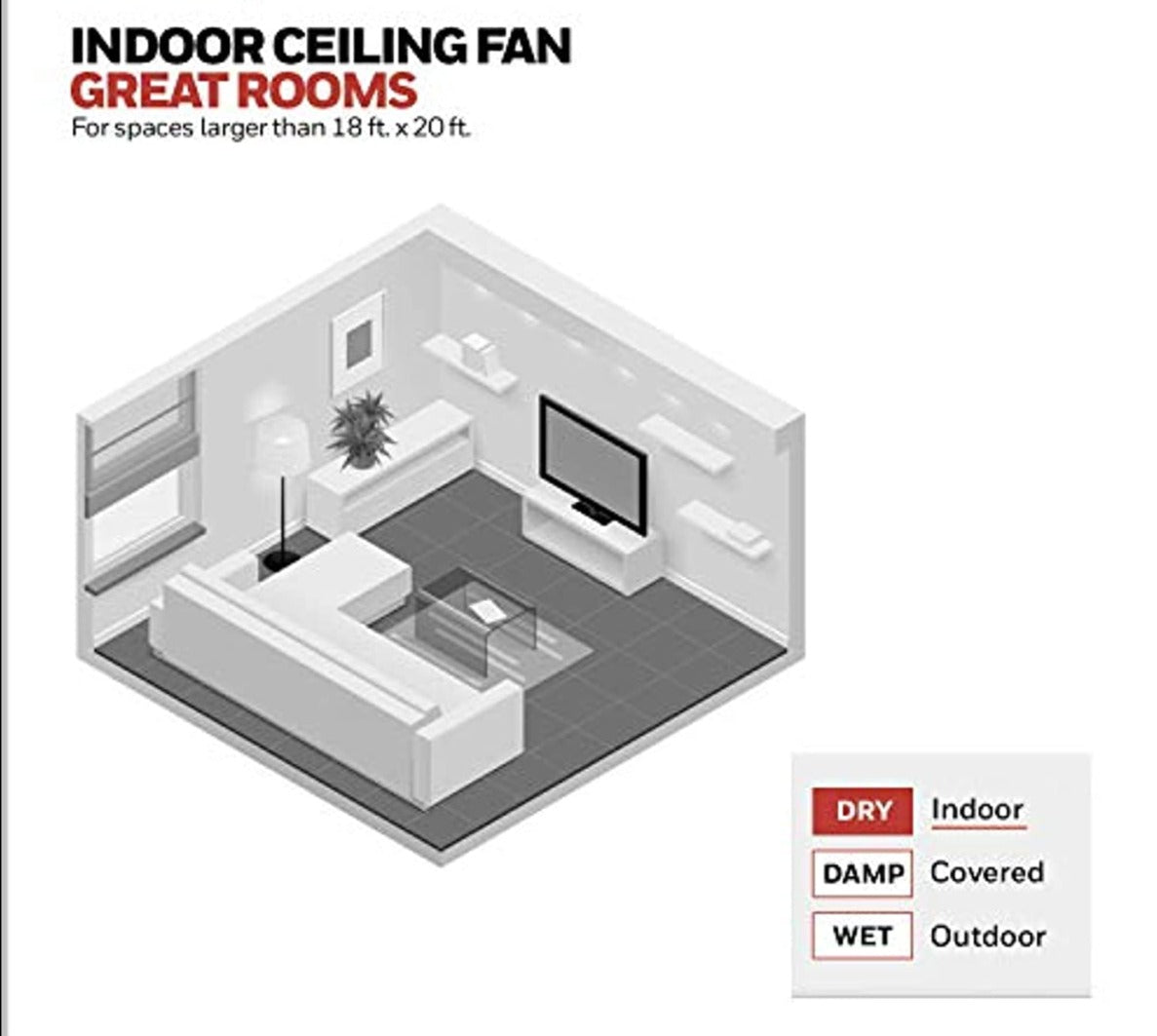 Ceiling Fans - 56-in Dual Mount Indoor - LED Ceiling Fan with Light - Contemporary Room Fan