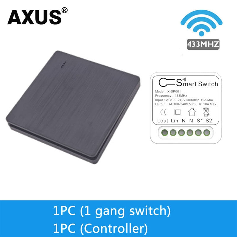 AXUS RF 433Mhz Switch Wireless Wall Switch 86 Wall Panel Transmitter Safety Switch AC 110V 220V Relay Interruptor for Light Lamp