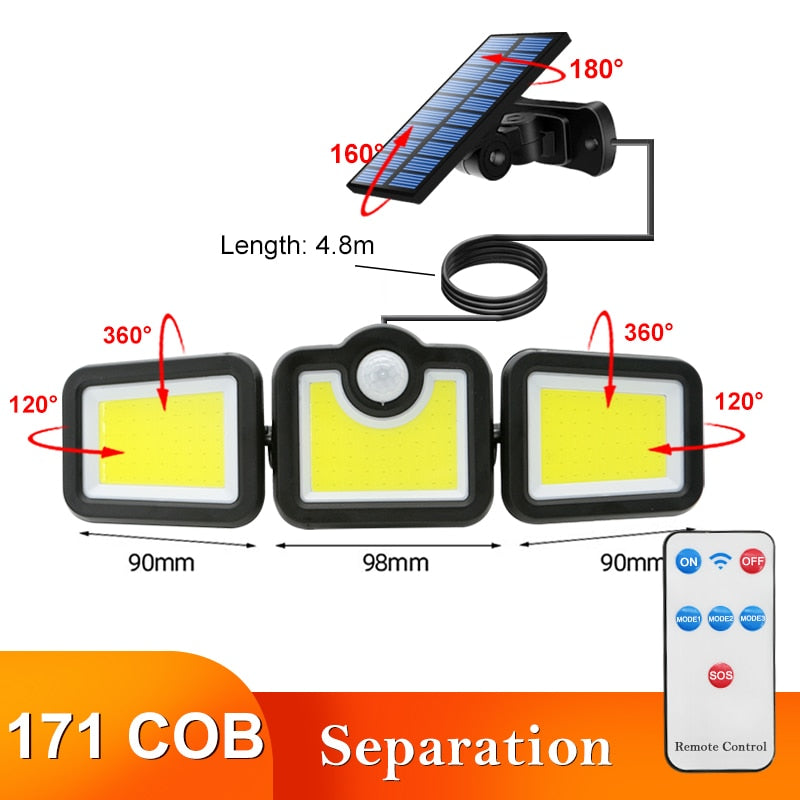 LED Solar Lights Outdoor Motion Sensor Human Induction Adjustable head IP65 Waterproof Solar Power Wall Lamp