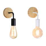 Vintage Black White Wall Lamp Wood E27 Wall Light Sconce Retro Indoor Lighting Bedroom Living Room Kitchen Home Wall Lamps Fixtu