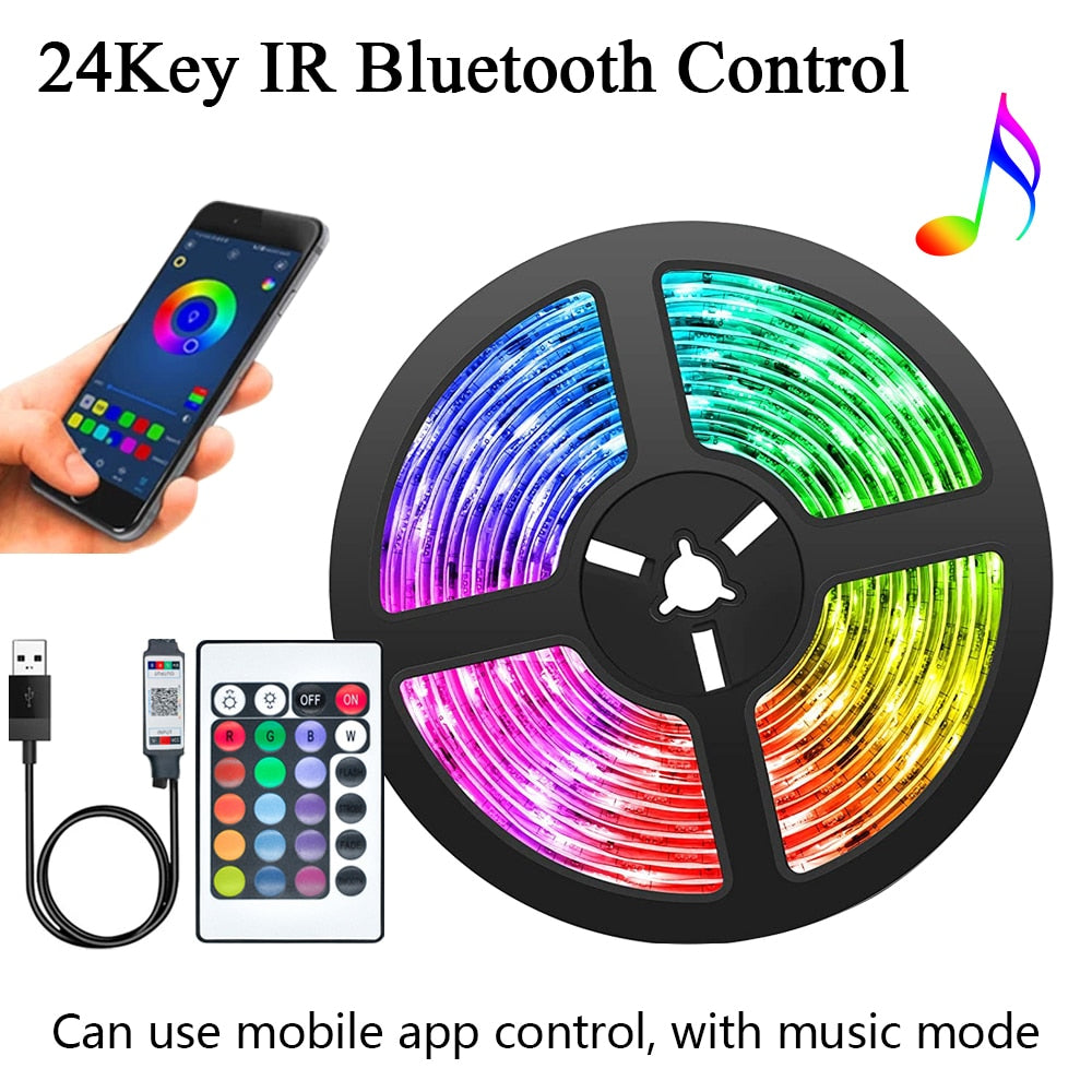 LED Strip Lights RGB 5050 2835 Bluetooth USB DC5V 1-5M Led Luces Flexible Ribbon For Room Decoration TV BackLight Diode Tape