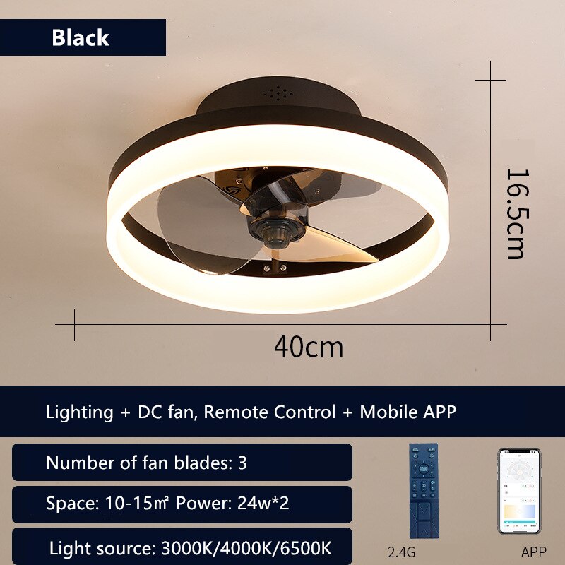 LED Ceiling Light Fans AC DC Fan Bedroom Lamp Lighting For Living Room Decorative Lamps Ventilated Silent With Remote Control