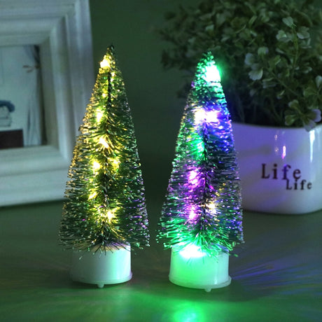 1Pc Cute Mini LED Christmas Tree Lamp Night Light Colorful LED Fiber Optic Nightlight Kid Xmas Decoration Gift Luminous Light