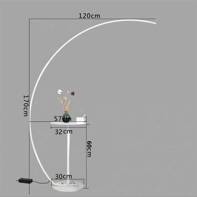 Nordic Arc Shape Floor Lamp Modern Led Dimmable Remote Control Standing Light For Living Room Bedroom Study Decor Lighting