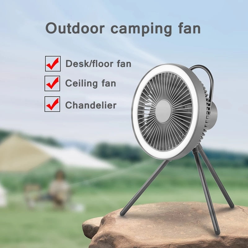 USB Tripod Floor Camping Fan With Power Bank LED Light Rechargeable Desktop Portable Circulator Wireless Ceiling Electric Fan