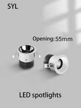 Led Spots Light Recessed Round Spotlights COB Mini Small Ceiling Lamp Adjustable Angle Narrow Border Foco Opening 55mm Lighting