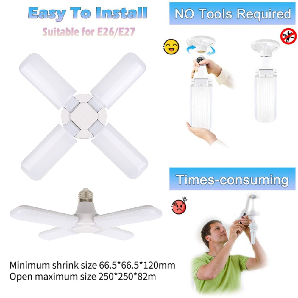 Kedia LED Bulb E27 Fan Blade Lamp Foldable Led Light Bulb Adjustable Led Lamp Industrial Home Ceiling Garage Lighting Lights Hot
