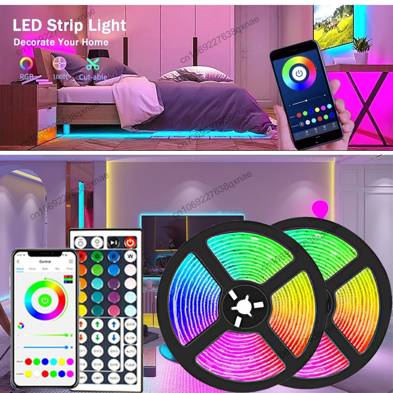 LED Strip Lights RGB Tape LED Lights for Room Decor Bluetooth SMD5050 1m 3m 5m 10m 20m 30m LED TV Backlight Color Ice Lights