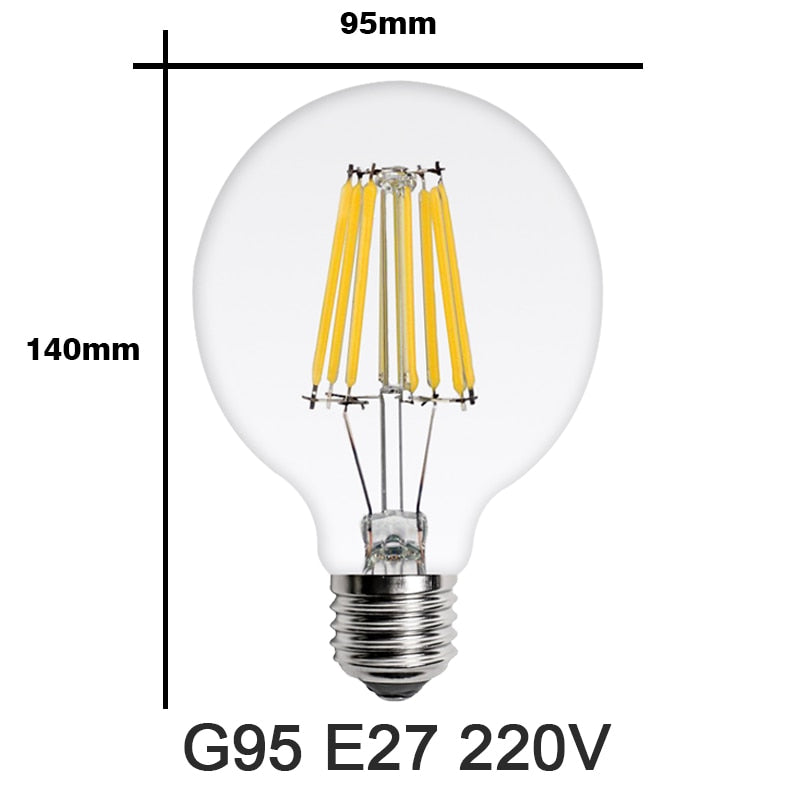2Pcs E27 E14 Retro LED Edison Bulb 220V Light Bulb C35 A60 ST64 G45 G80 G95 Vintage LED Filament Lamp Glass Bulb Candle Light