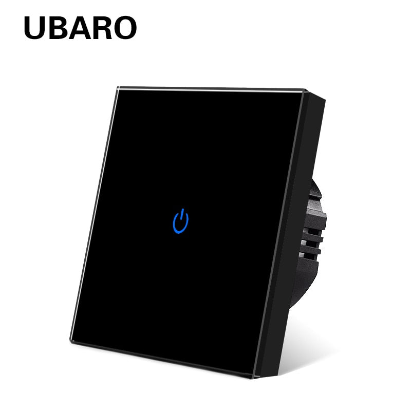 UBARO EU/UK Standard Crystal Tempered Glass Wall Panel Light Touch Switch Led Indicator Sensor Electrical Button 1/2/3Gang 220V
