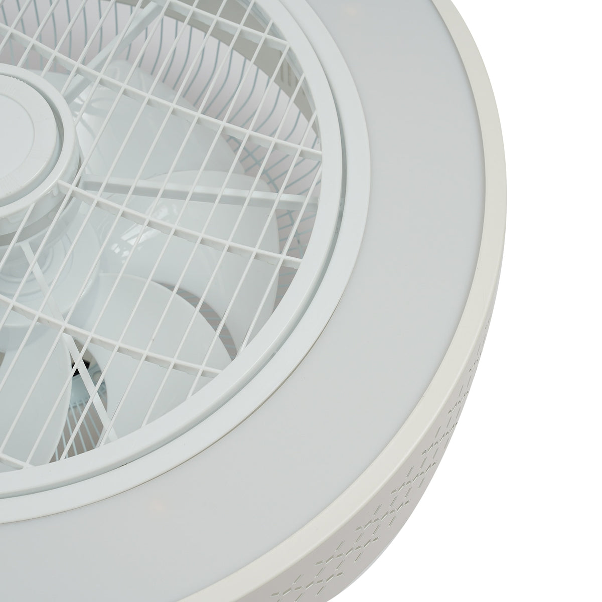 Acrylic Enclosed Round Ceiling Fan with Light and Remote Control Invisible Blades for Bedroom