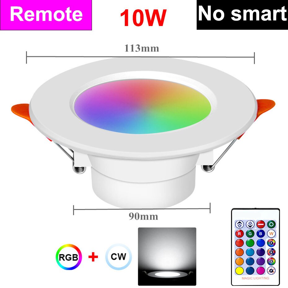 Tuya WiFi LED Downlight 5W 7W 9W 10W 15W 220V Dimmable Spot Led Light Work With Alexa Google Home RGB+CW+WW Smart Ceiling Lamp