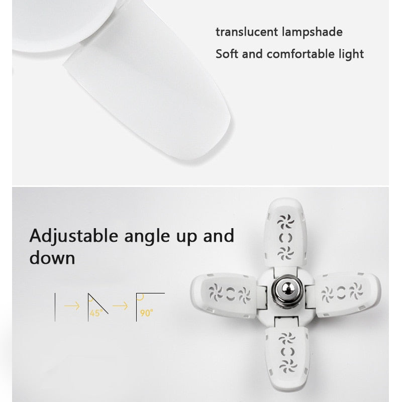 E27 LED Bulb Fan Blade Timing Lamp AC85-265V 28W Foldable Led Light Bulb Lampada For Home Ceiling Light With Remote Controller