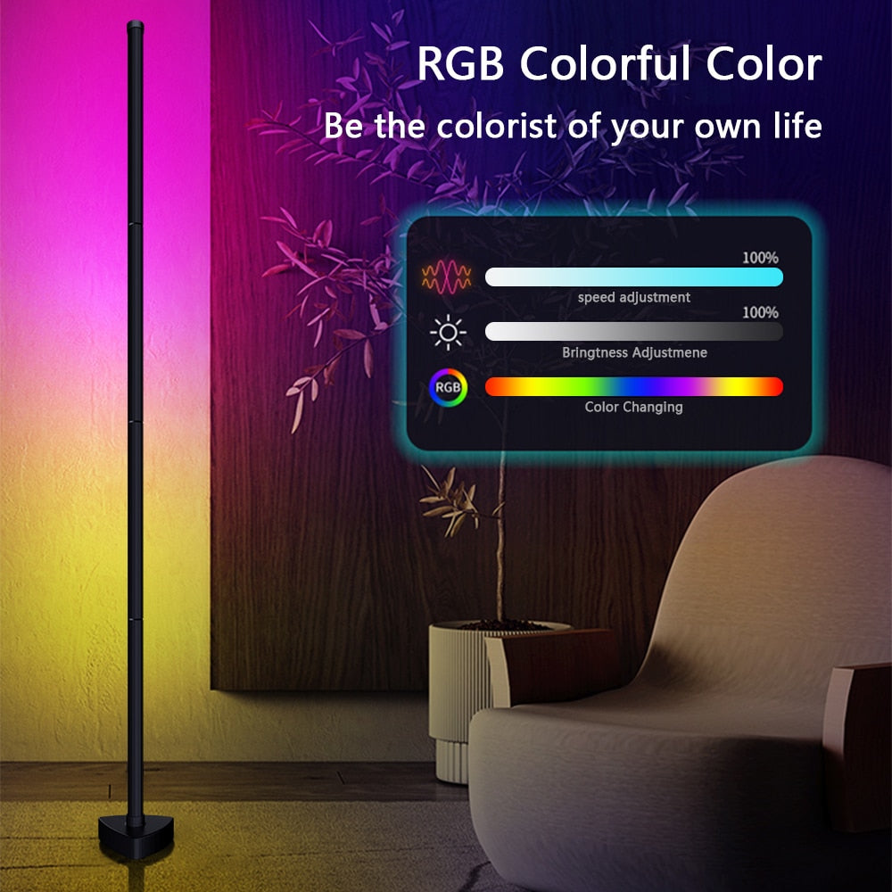 Living Room Dimmable Corner Floor Lamp 141cm Stand Bluetooth RGB LED Mood Light for Bedroom Nordic Home Decor Interior lighting