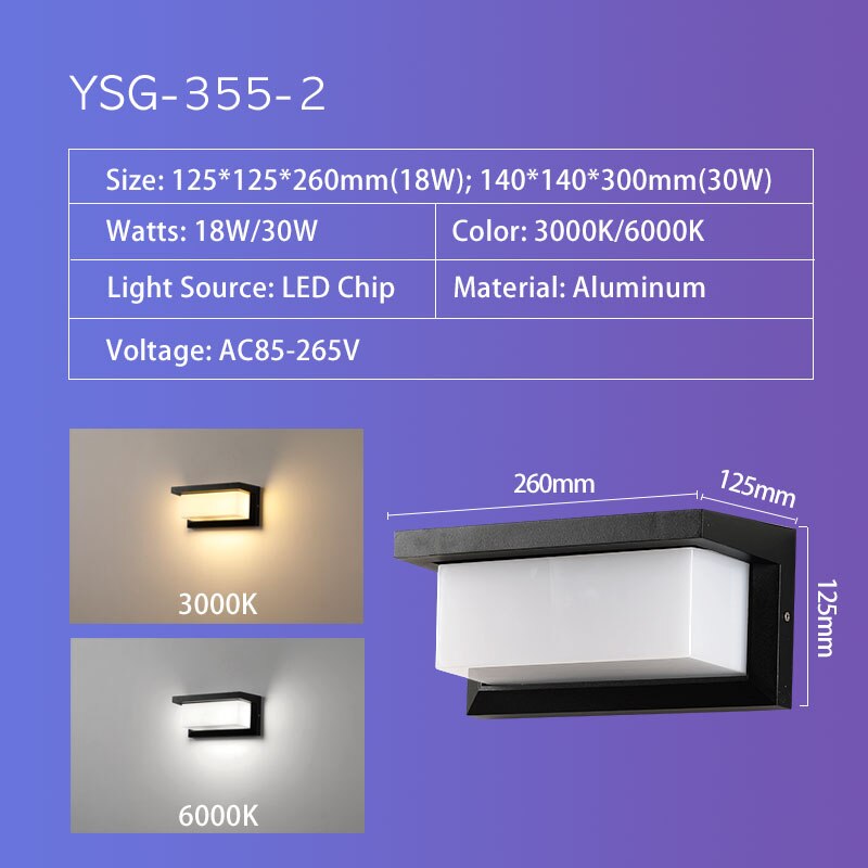 Outdoor Wall Light IP65 Waterproof Radar Sensor Aluminum For Porch Courtyard Patio Garden LED Lighting AC85-260V