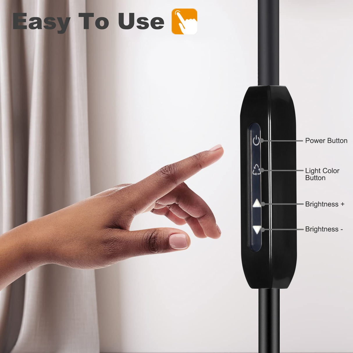 Remote Control Dimmable Standing Light EU Plug 150cm LED Floor Lamp 12W Flexible Gooseneck Touch Dimming for Study Living Room