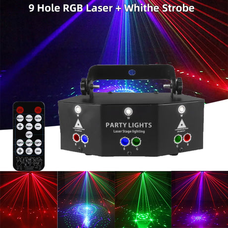 15 EYE RGB Disco DJ Beam Laser Light Projector DMX Remote Strobe Stage Lighting Effect Xmas Party Holiday Halloween Lights
