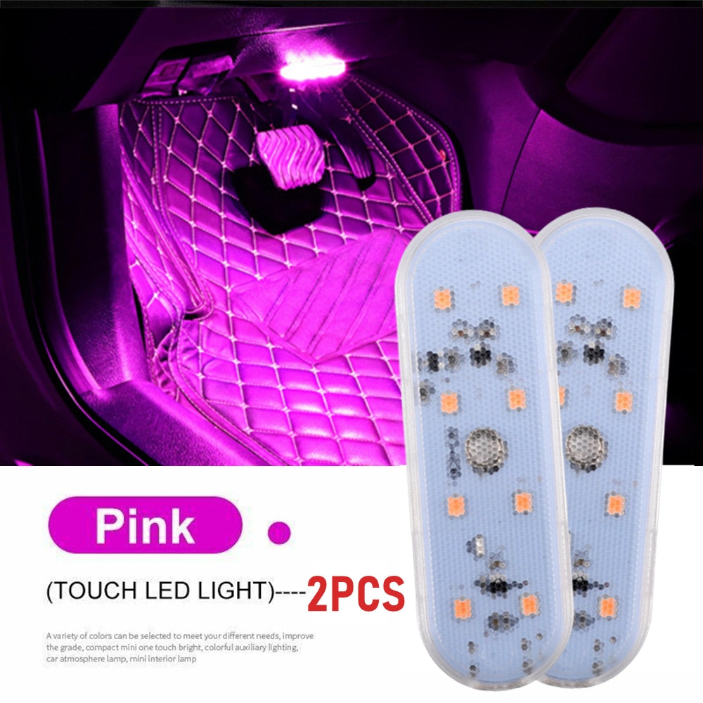 2PCS LED Interior Car Light Wireless Interior Lights Car LED Touch Lights Auto Roof Ceiling Lamp USB Charging Reading Lamps