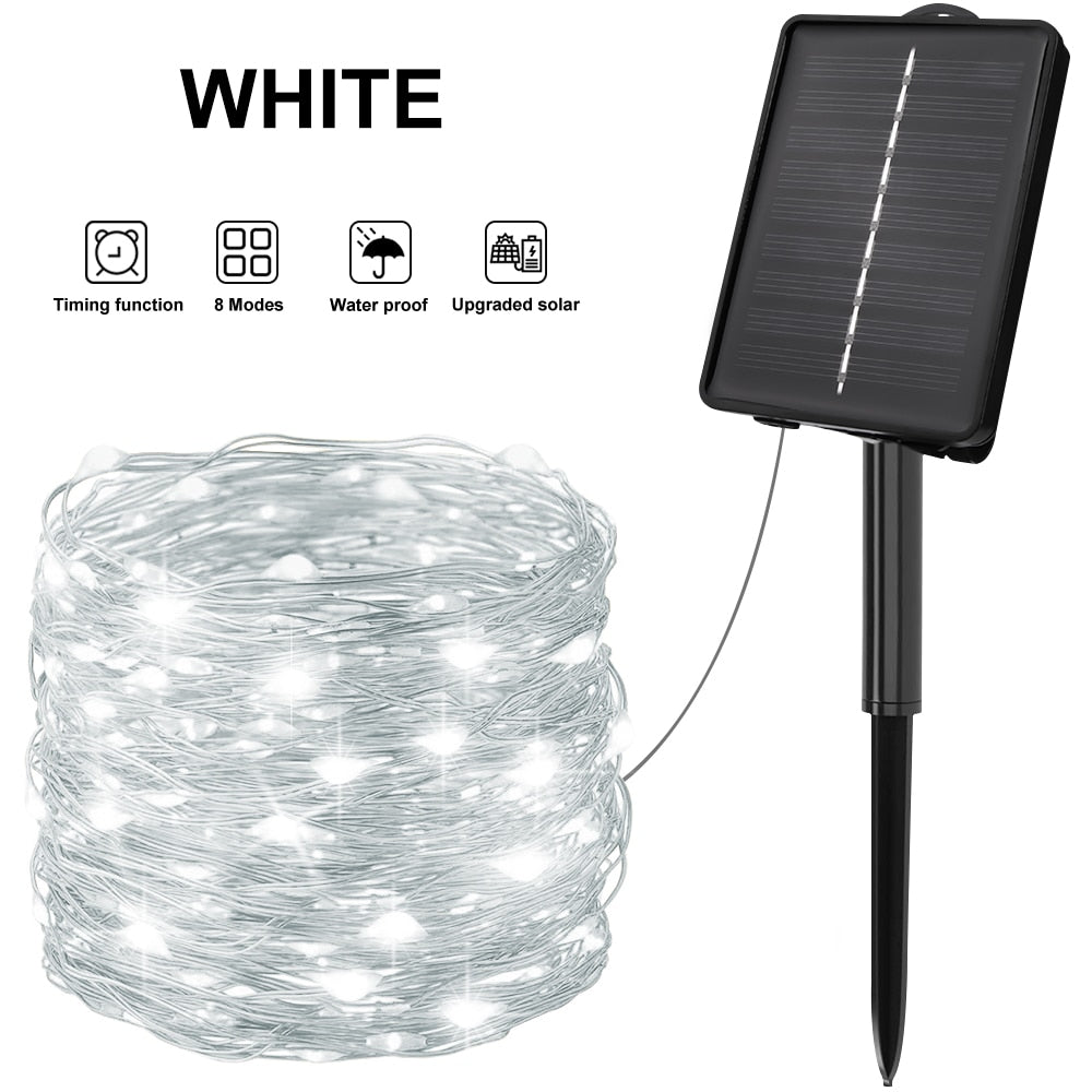 LED Outdoor Solar Lamp String Lights timing 200/300 LEDs Fairy Holiday Christmas Party Garland Solar Garden Waterproof
