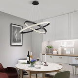 Modern 2 LED Circular Rings Crystal Pendent Light 3000K Single Color for Living Room