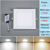  Embedded LED Panel Light Concealed Ceiling Light 3W6W12W15W18W Household Downlight Flat Light Commercial Ceiling Light