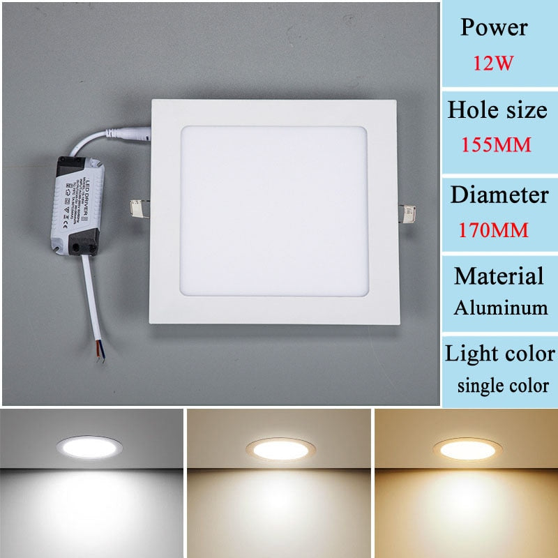  Embedded LED Panel Light Concealed Ceiling Light 3W6W12W15W18W Household Downlight Flat Light Commercial Ceiling Light