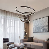 Modern 3 LED Circular Rings Pendent Light with Remote Control for Living Room