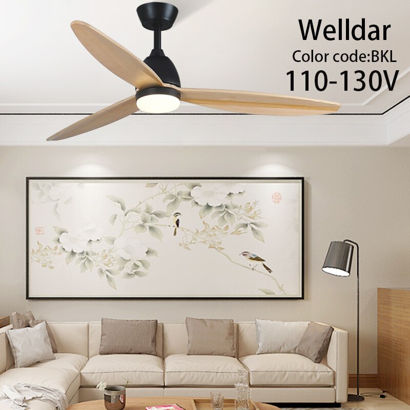 60 Inch Led Ceiling Fan Lamp Roof Home Fans Modern Indoor Decorate Wooden Blade Dc Ceiling Fan With Remote Control Ventilador