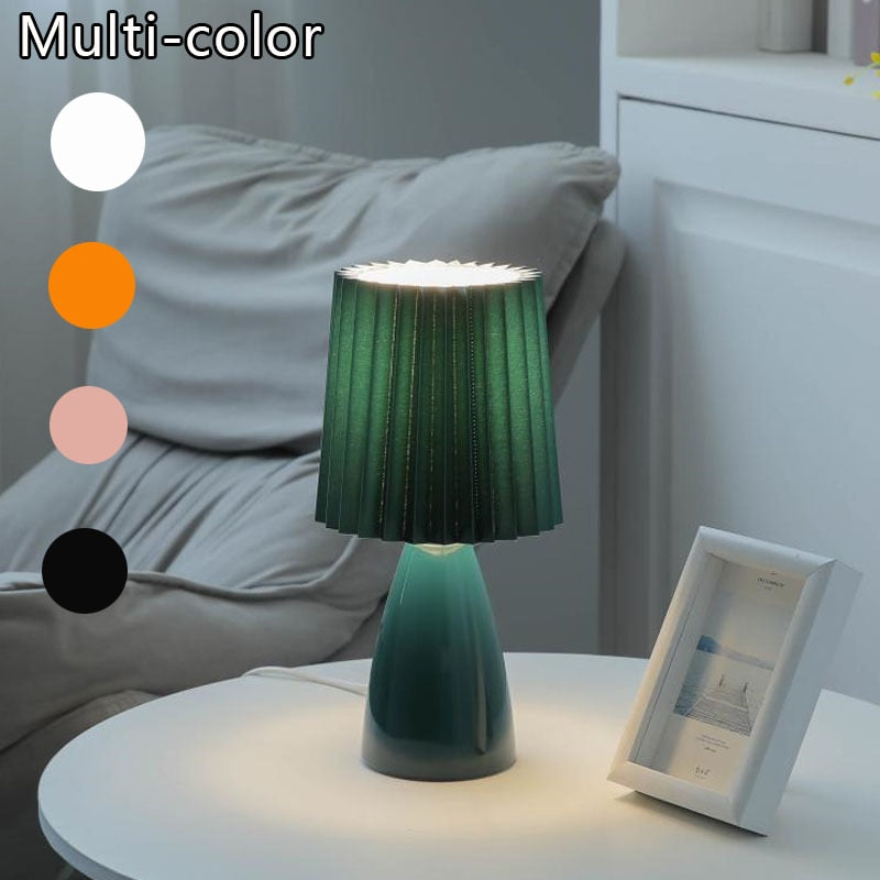 Milkshake Bedroom Night Lamp DESK LIGHT E27 Pleats Table LED INS Floor Girl Bedside Ceramic Indoor Lighting Lights