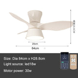 32 Inch Surface Mounted Mini Ceilings Fan with LED Lights and Remote Soft Wind for Children Room Powerful DC Motor AC 100-240V