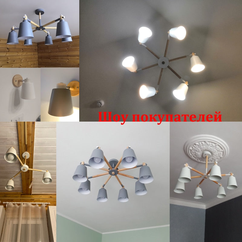 Nordic Chandelier Macaron Pendant Lights Modern Chandelier Lighting for Living Room Bedroom Loft Ceiling Lamp E27 Bulbs