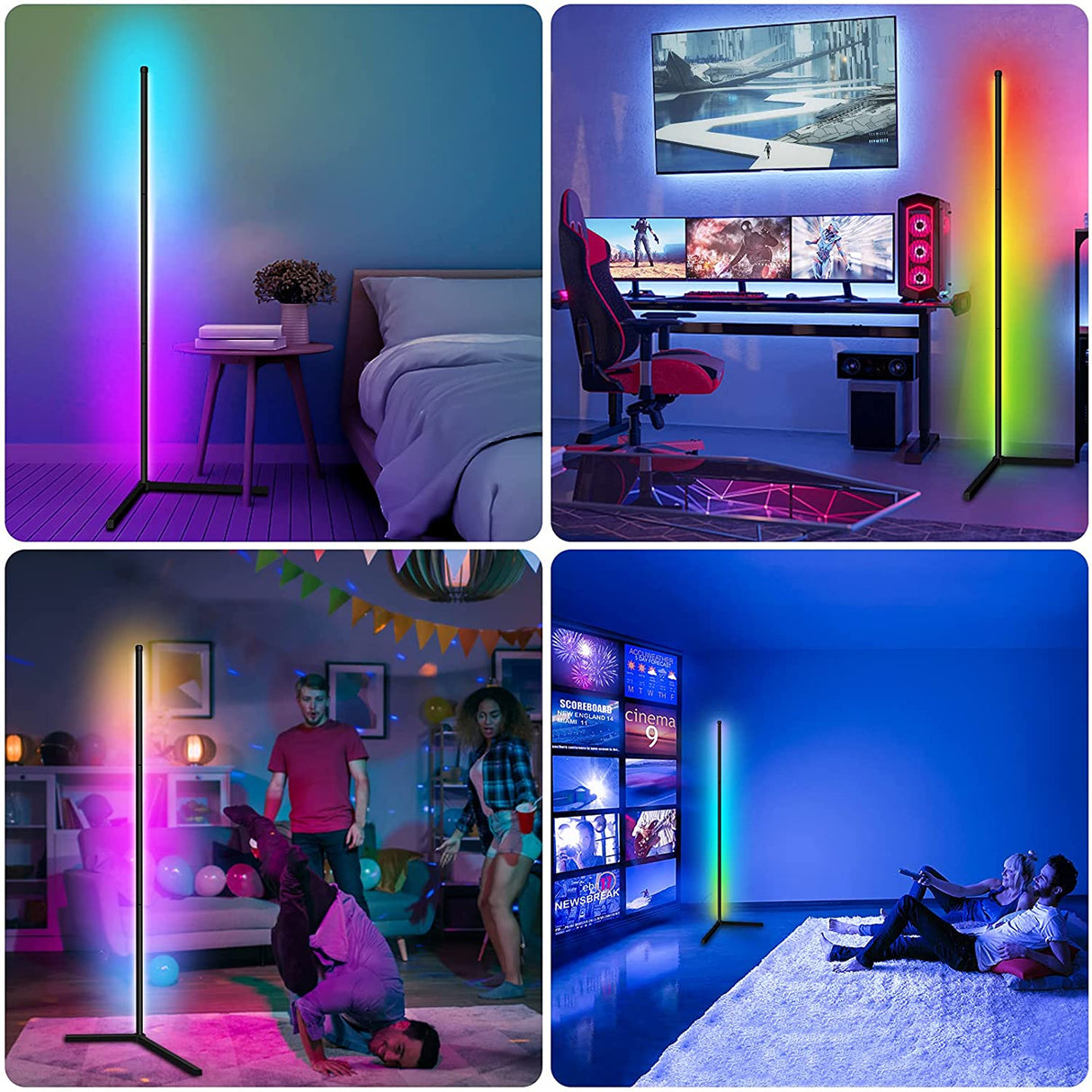 RGB LED Floor Lamp Bedroom Bedside Decoration Corner Floor Lamp WIFI Bluetooth App and Remote Control Indoor Atmosphere Lamp