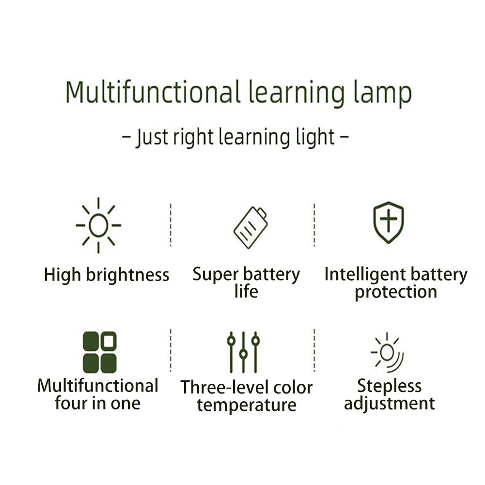 Led Desk Lamp Eye-Protection 3 Color Temperature Stepless Dimming USB Charging Night Light Bedroom Study Reading Table Lamps