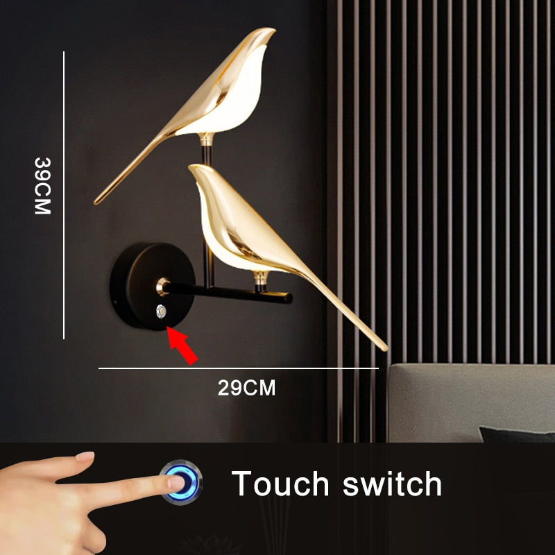 LED Golden Bird Wall Lamp Parlor Bar Bedside Hanging Light Novelty Rotatable Wall Lamp Bedroom Bedside Indoor Sconce