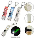 Mini Keychain LED Flashlight Portable Pocket Work Light USB Rechargeable Lamp Fluorescent Magnetic Warning Camping Flashlight