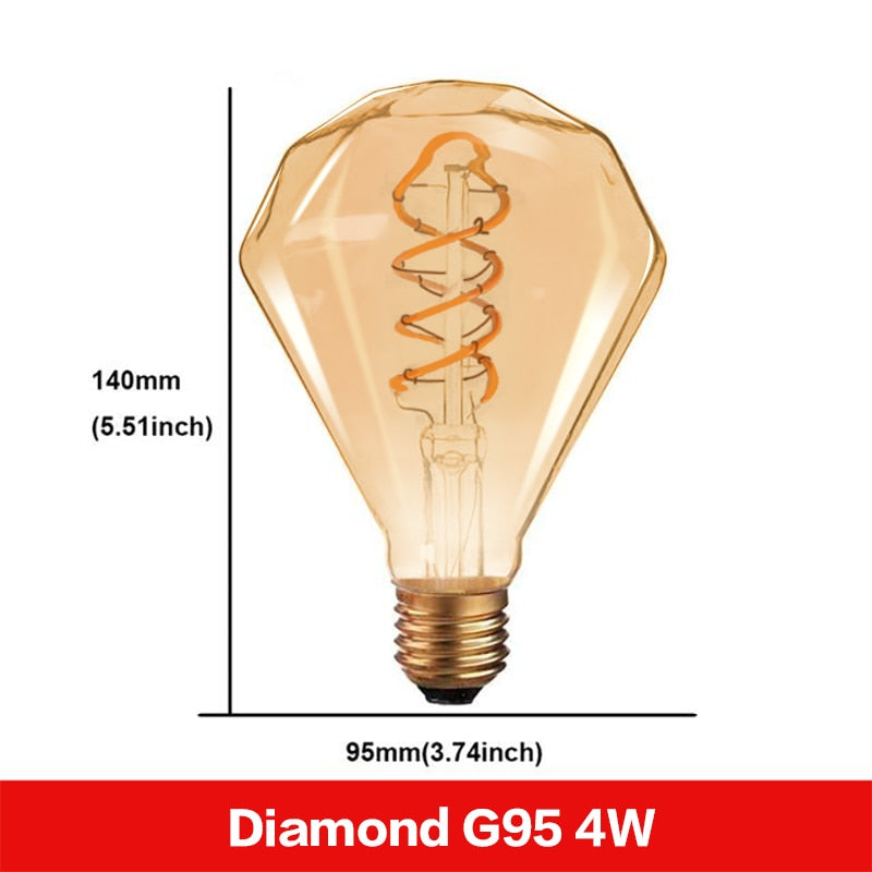 E27 LED Bulb 220V Dimmable Vintage Spiral LED Filament Light Bulb A19 4W Retro Incandescent Decoration Led Lighting Lamp Ampoule