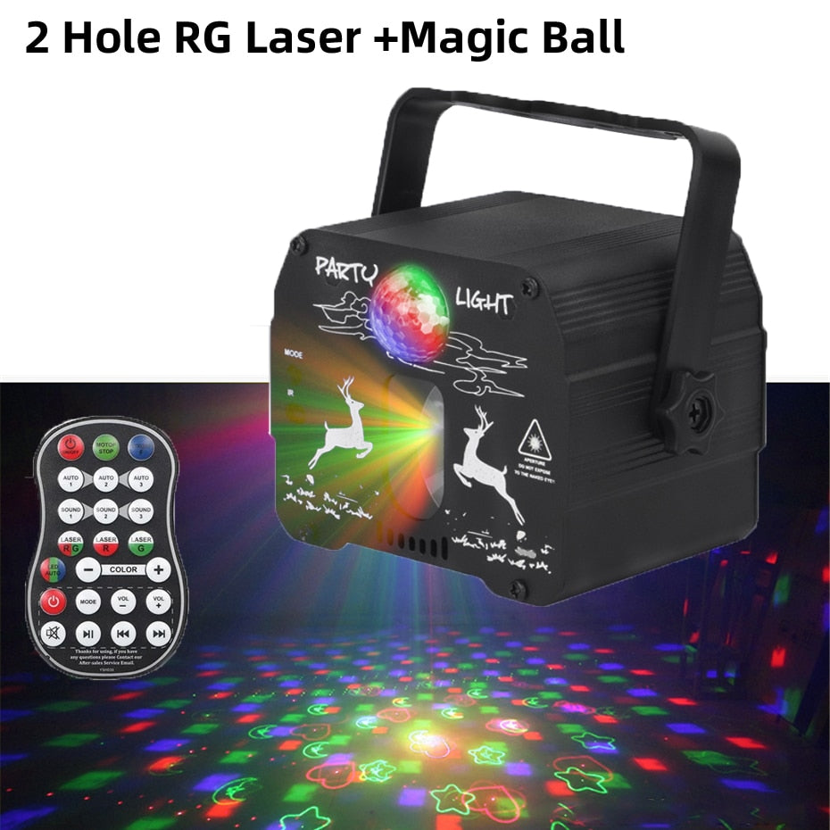 RGB Mini DJ Disco Laser Light Projector USB Rechargeable LED UV Sound Strobe Stage Effect Wedding Xmas Holiday Party Lamp