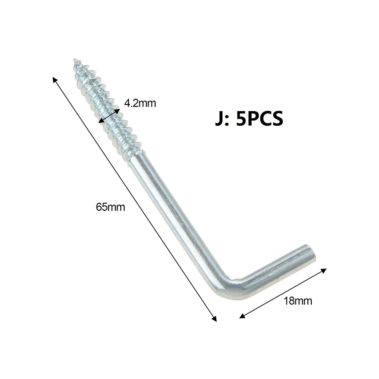 2/5/10/20pcs Square Bend Hook L Cup Hanger Screw-in Wall Picture Photo Frame Lamp Light Eyescrew 20-100mm 14-Sizes Zinc-Plated